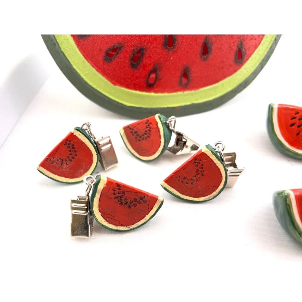 Watermelon Picnic Party Lot Salt & Pepper Shakers Tablecloth Clips Candle Holder